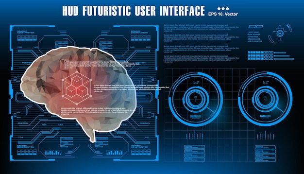 Futurystyczny Projekt Mózgu Sztucznej Inteligencji Z Futurystycznym Skanerem Elementów Hud