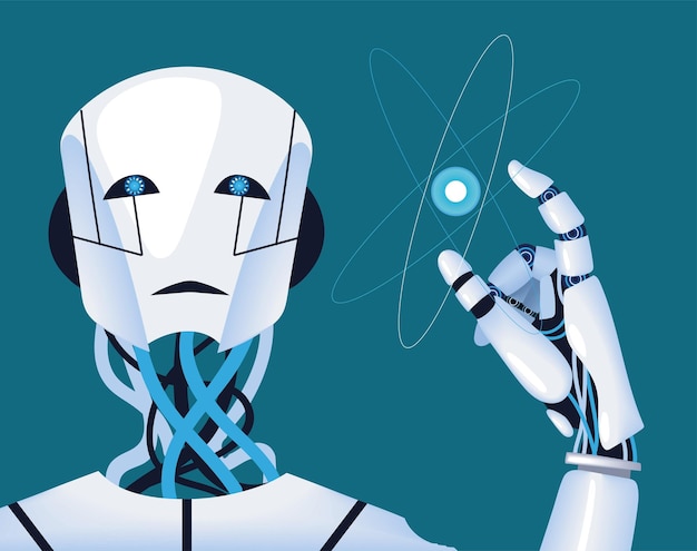 Futurystyczny robot i ręka AI