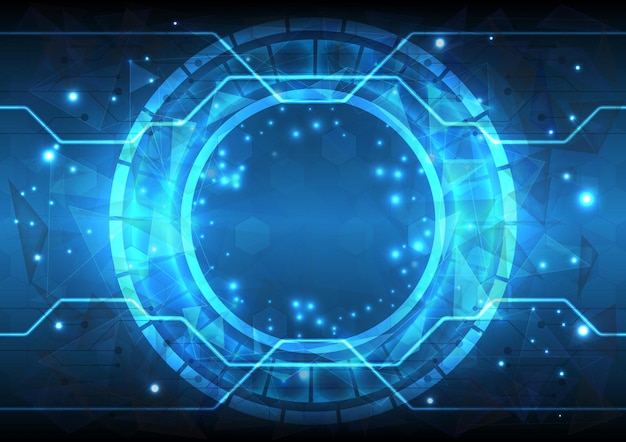 Futurystyczny SciFi świecący element koła HUD Abstrakcyjne tło hitech Cząstka hologramu interfejsu wyświetlacza headup Technologia rzeczywistości wirtualnej 3D inżyniera komputerowego i nauki o danych