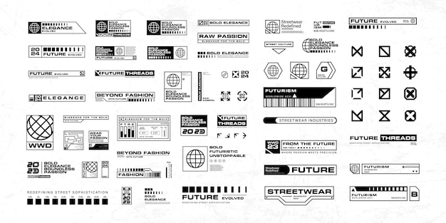 Futurystyczny streetwear cyberpunkowy element interfejsu technologia graficzna szablon projektu wektorowego