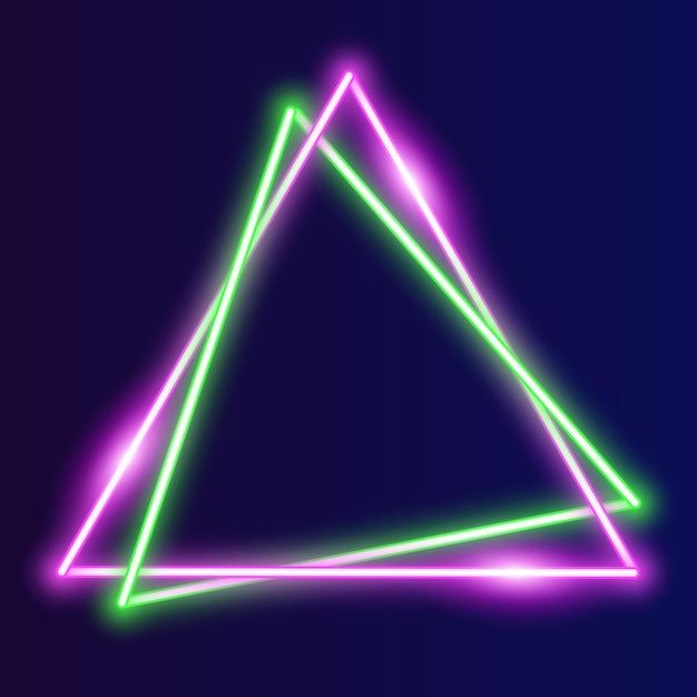 Futurystyczny Trójkąt Obramowanie Ramki Neonowej Zielonego I Różowego Neonowego świecącego Tła