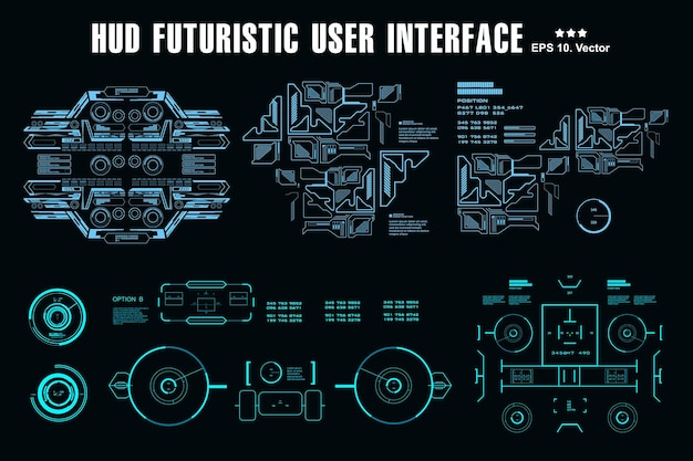 Futurystyczny Wirtualny Graficzny Dotykowy Interfejs Użytkownika Wyświetlacz Pulpitu Nawigacyjnego Hud Ekran Docelowy Technologii Wirtualnej Rzeczywistości