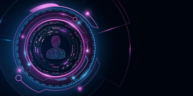 Futurystyczny wyświetlacz użytkownika z świecącym okrągłym HUDem Przechowywanie danych użytkownika sieci Projektowanie elementów GUI Hitech tło Vector illustration