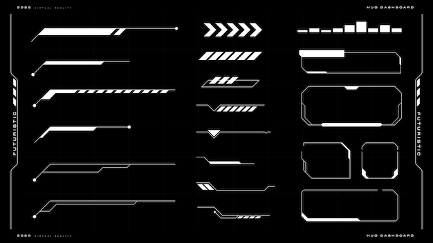 Futurystyczny zestaw interfejsu użytkownika HUD Scifi HUD dashboard wyświetlacz elementów wirtualnej rzeczywistości pakiet Vector
