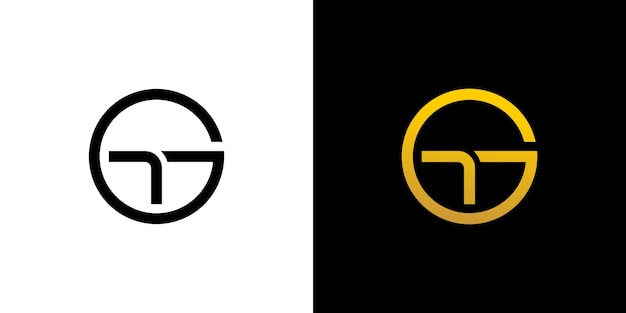 G Tg Letter Logo Design Koło Monogram Ikona Wektor Szablon