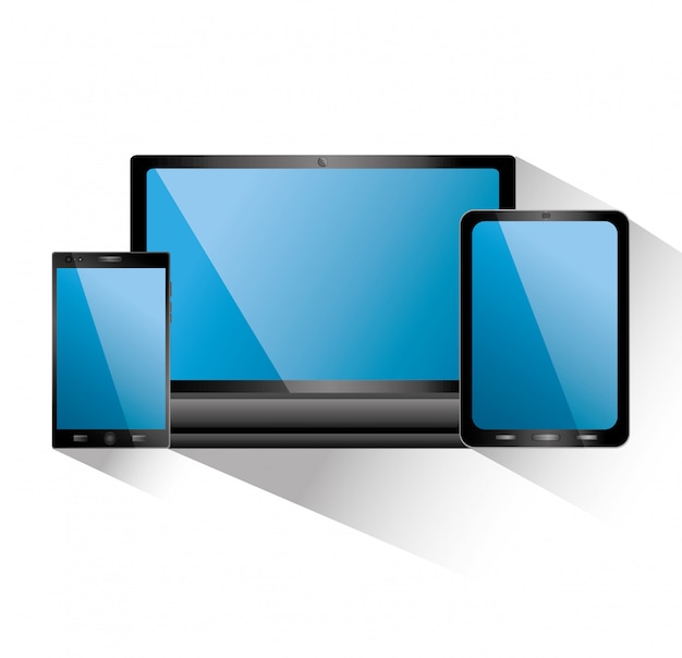 Gadżety Tabletu I Laptopa Na Smartfony Elektroniczne Niebieskie Ekrany