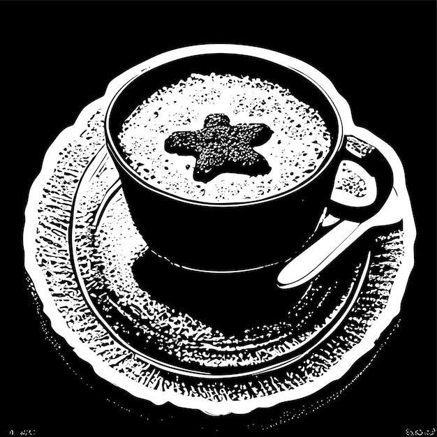 Plik wektorowy galaktyka wewnątrz filiżanki herbaty ręcznie rysowane kreskówka naklejka ikona koncepcja na białym tle ilustracja