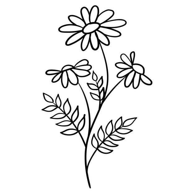 Gałązka kwiatowa Doodle, uroczy i nietypowy pączek, może służyć do ozdabiania pocztówek, wizytówek