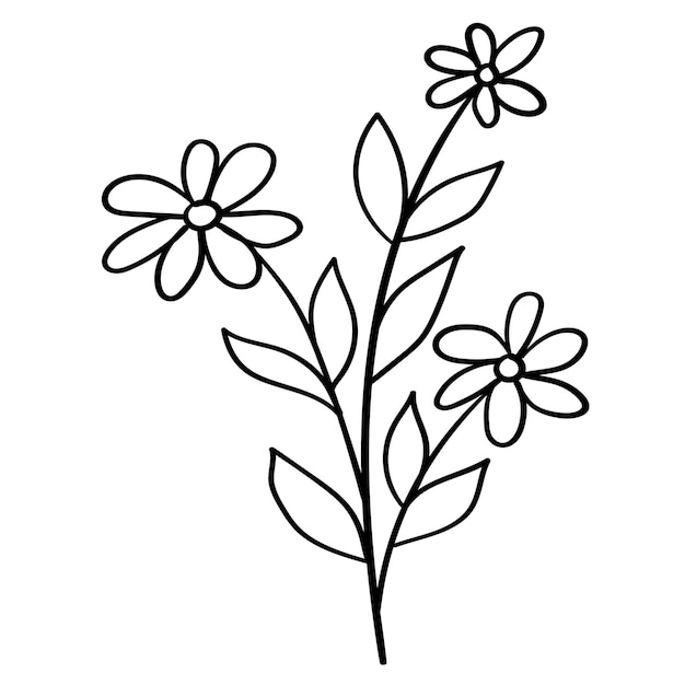 Plik wektorowy gałązka kwiatowa doodle, uroczy i nietypowy pączek, może służyć do ozdabiania pocztówek, wizytówek