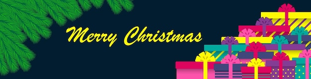 Gałęzie choinki i pudełka na prezenty Minimalistyczny projekt Christmas transparent Vector illustration