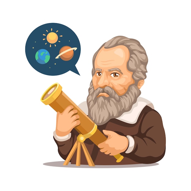 Galileo Galilei Wielki naukowy astronom Postać Ilustracja Wektor
