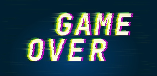 Game Over Cyfrowa Czcionka W Stylu Glitch Cytaty Typografia Przyszły Kreatywny Projekt Modny Napis Nowoczesna Koncepcja Zielone I Różowe Zniekształcone Kanały Wektor