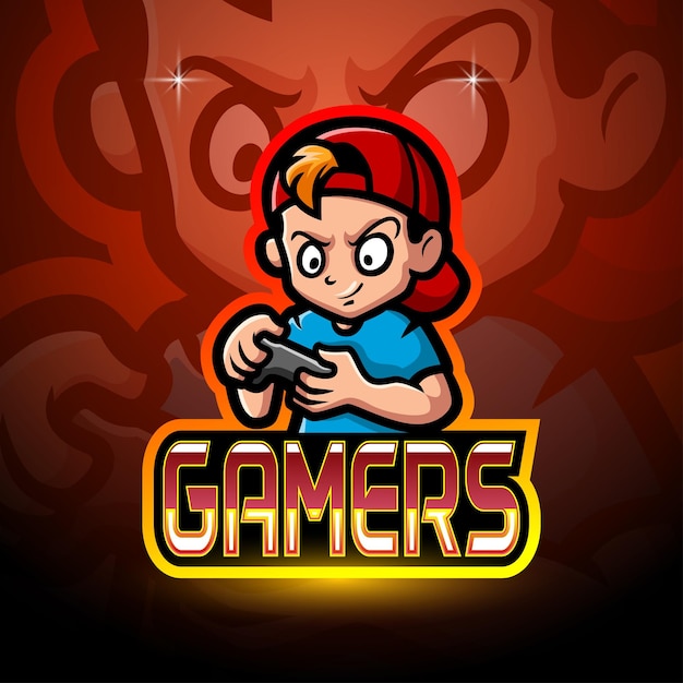 Gamer Boy Esport Logo Maskotka Design