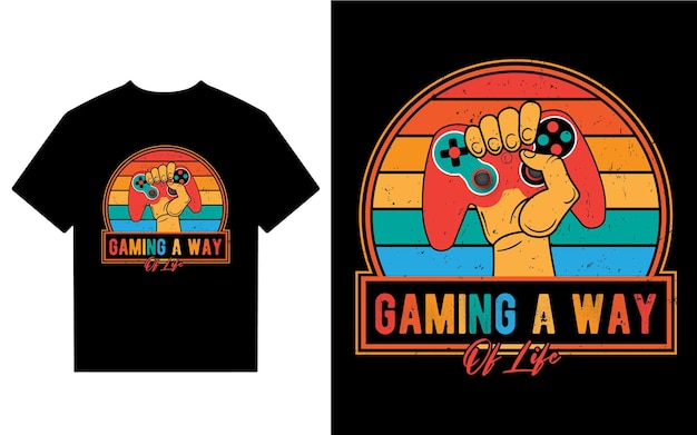 Plik wektorowy gaming retro vintage t-shirt design