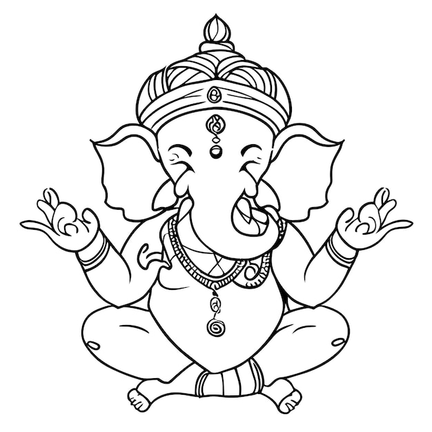 Ganesh Jayanti Lord Ganesha Ręcznie Rysowane Kreskówka Naklejka Ikona Koncepcja Na Białym Tle Ilustracja