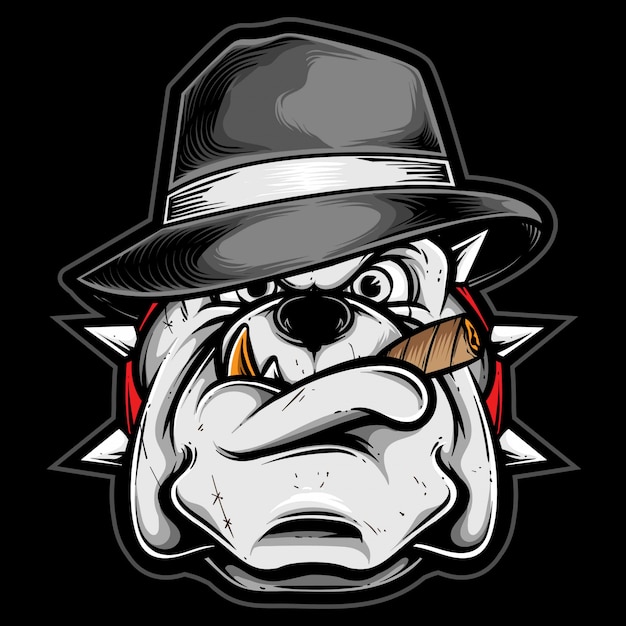 Gangster pitbull z kapeluszem fedora