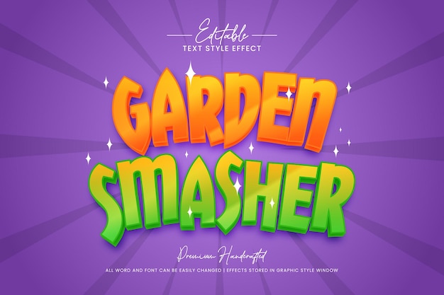 Garden Smasher Efekt Stylu Tekstu 3d Edytowalny Styl Tekstu Ilustratora