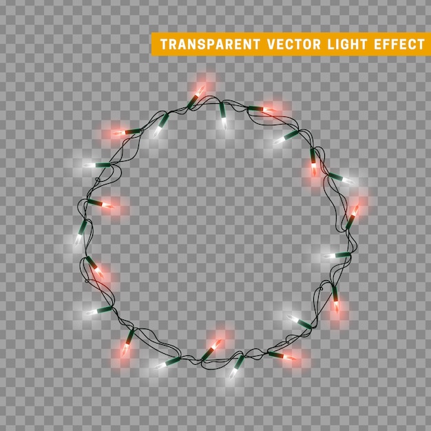 Plik wektorowy garlandy, ozdoby choinkowe efekty świetlne. izolowane elementów projektu wektorowych. świecące światła dla projektu boże narodzenie karty z pozdrowieniami. christmas decoration realistyczne świecące wianka