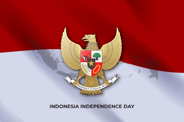 Plik wektorowy garuda pancasila na ilustracji indonezyjskiej flagi narodowej szablon indonezyjskiego dnia niepodległości