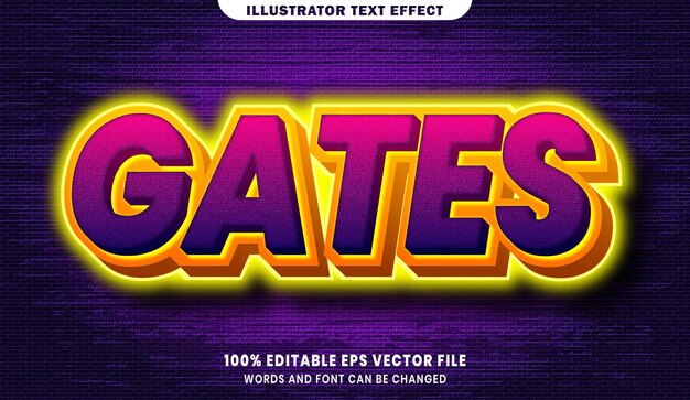 Gates 3d Efekt Edytowalnego Stylu Tekstu