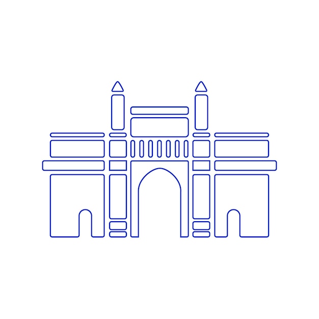 Gateway Of India Vector Icon In Line Work Gateway Of India Flat Vector