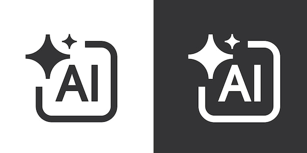 Generative AI user interface AI star with square line icon AI enters by command prompt to generate ideas Icon Element for website mobile app Vector illustration