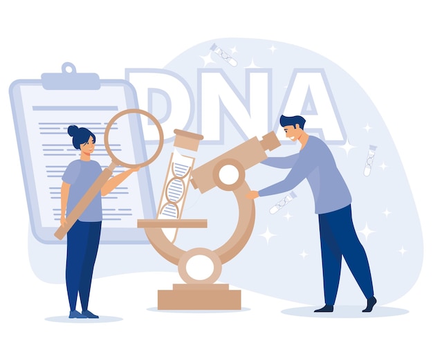 Genetyczne Dna Koncepcja Naukowa Duży Znak Helisy Genowej Sprzęt Laboratoryjny Płaski Wektor Nowoczesny Ilustracja