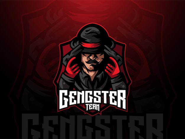 Gengster Maskotka Esport Logo Wektor