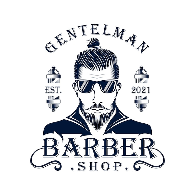 Gentleman Barber Shop Vintage Logo Design