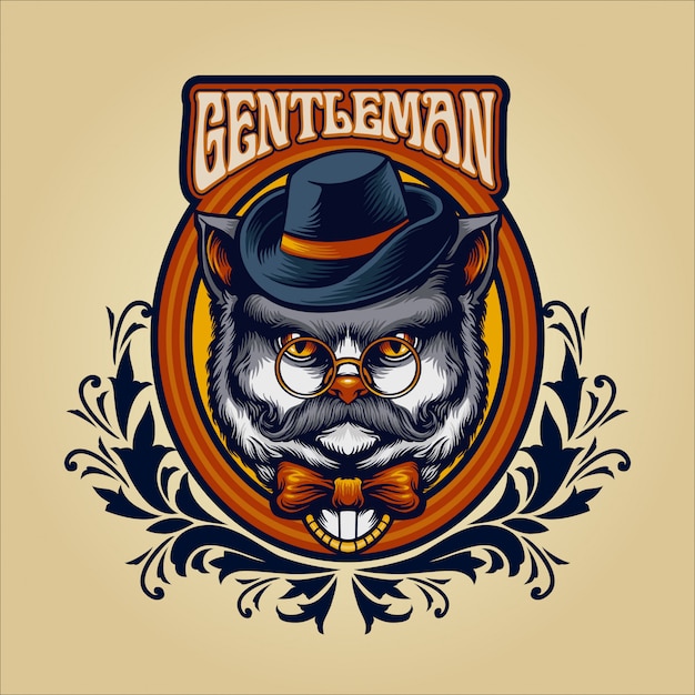 Gentleman Cat Vintage Illustration