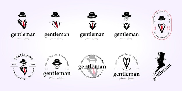 Plik wektorowy gentleman logo design bundle barber shop icon set vintage retro ilustracja wektorowa