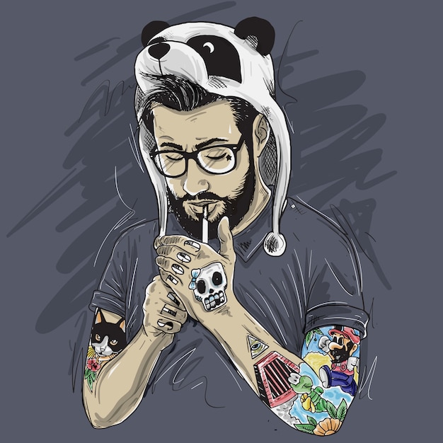 Gentleman Tattooed Bearded Wanda Panda Hat