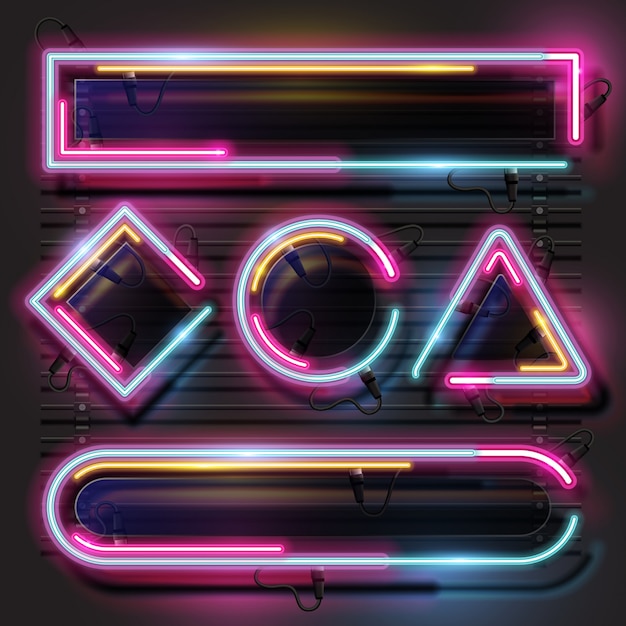 Geometria neonowy zestaw bannerów.