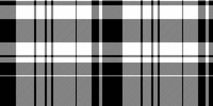 Geometria tła tartan plaid klasyczna kontrola bezszwowa tekstura Przedni wzór tkaniny tekstylnej wektorowej w kolorach czarnym i białym