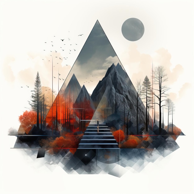 Geometric Vector Adventure Photography Design Na Białym Ba