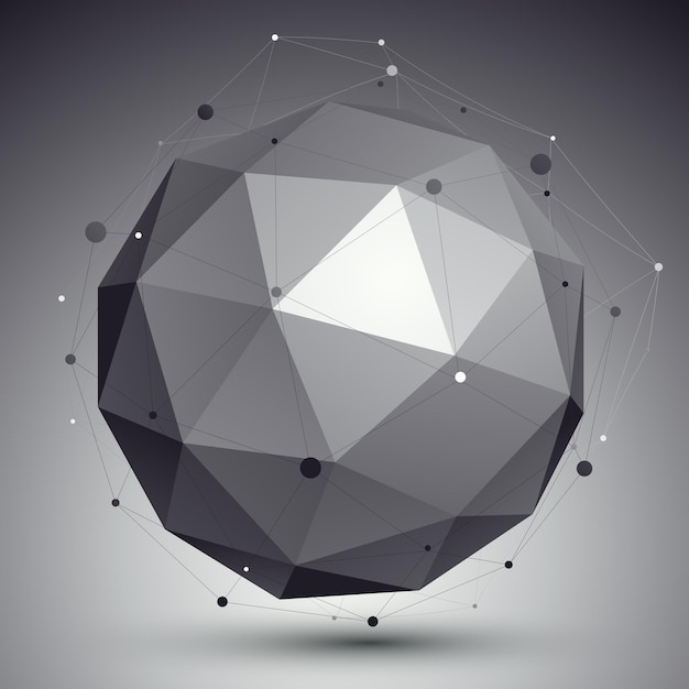 Geometryczna monochromatyczna struktura sferyczna z siatką drutową, nowoczesna nauka i technologia.