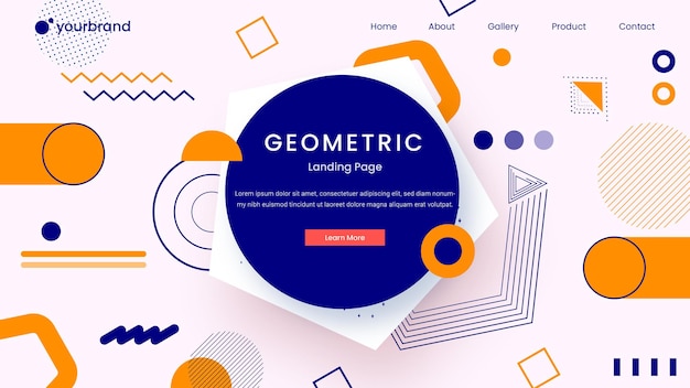 Geometryczna Strona Docelowa Z Gradientem Premium Wektor