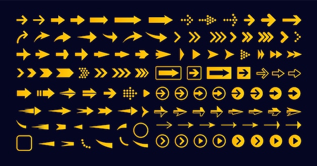 Geometryczna Strzałka W Prawo Zestaw Wektor Ikona Wskaźnika Ikona Następny Znak Przycisk Do Przodu Infografika Prosta