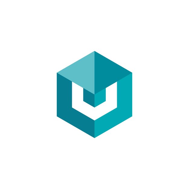 geometryczna sześciokątna litera uv wektor logo szablon projektu