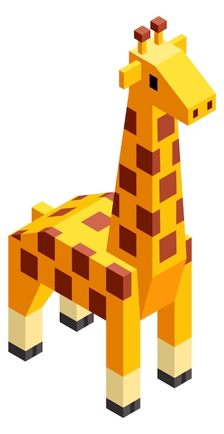 Geometryczna żyrafa Ikona Izometryczna Zwierząt Low Poly