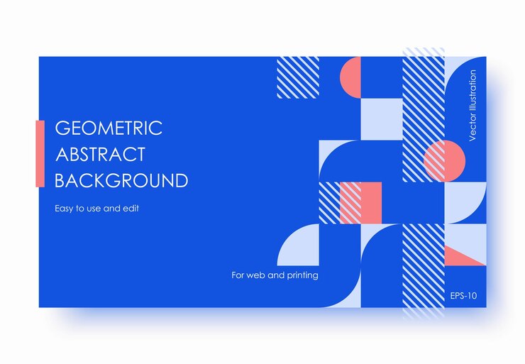 Wektor geometryczne abstrakcyjne tła projektu. kompozycja prostych geometrycznych kształtów na niebieskim tle