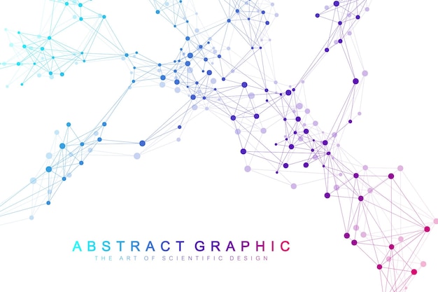 Geometryczne abstrakcyjne tło z połączonymi liniami i kropkami Tło cząsteczki i komunikacji Graficzne tło dla twojego projektu Ilustracja wektorowa