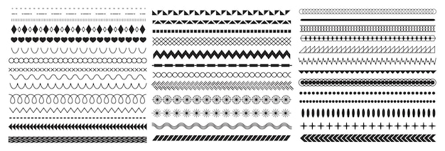 Geometryczne dekoracyjne obramowania linii i wzory rozdzielające Vintage abstrakcyjne wzory ramek wektor zestaw