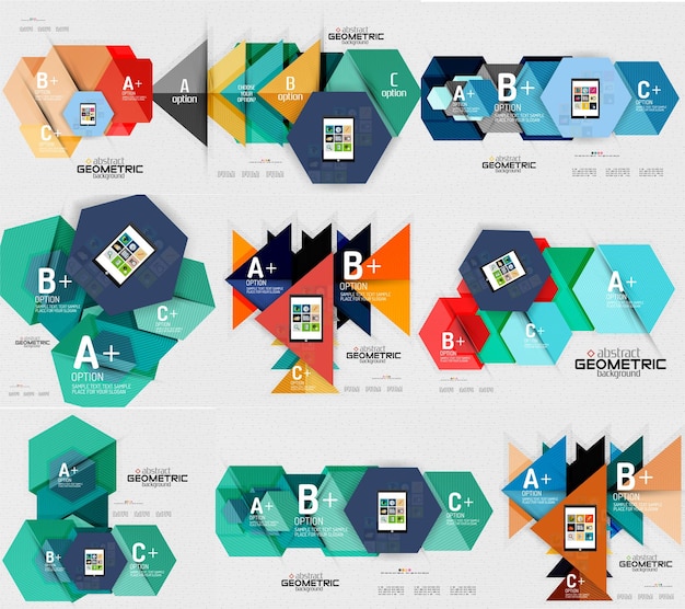 Plik wektorowy geometryczne infographic banery