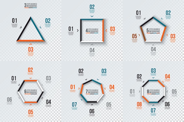 Geometryczne Kształty Do Infografiki Szablon Diagramu Cyklu Z 3 4 5 6 7 I 8 Opcjami