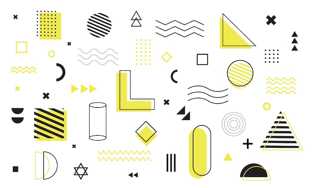 geometryczne kształty zestaw elementów projektu memphis na plakat ulotka magazyn baner billboard