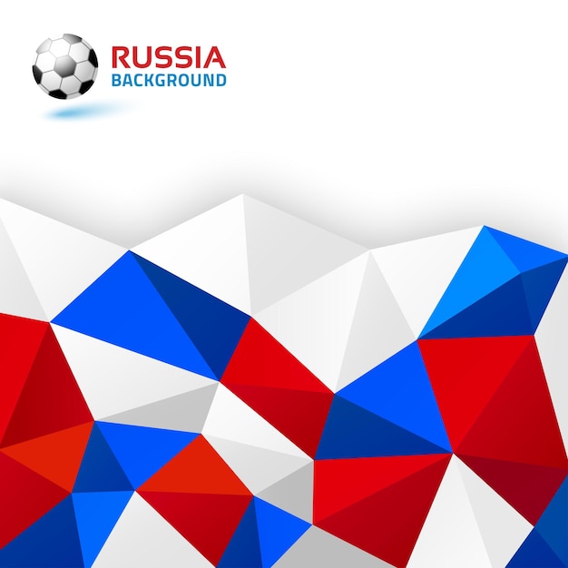 Geometryczne Niebieski Czerwony Biały Abstrakcyjne Jasne Tło Flaga Rosji Kolory Ikona Piłki Nożnej Vector