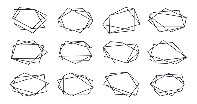 Geometryczne ramki Vintage elementy ramki ślubne zaprosić kształt luksusowy prosty projekt linii granic płaski wektor zestaw ilustracji