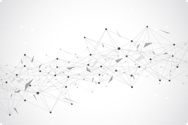 Geometryczne tło graficzne Cząsteczka i komunikacja Kompleks dużych zbiorów danych ze związkami Tło perspektywiczne Minimalna tablica Duże dane Wizualizacja danych cyfrowych Naukowa ilustracja wektorowa