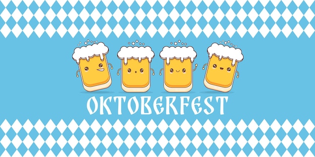 Geometryczne Tło Koncepcji Oktoberfest Z Zabawną Kreskówkową Postacią Piwa